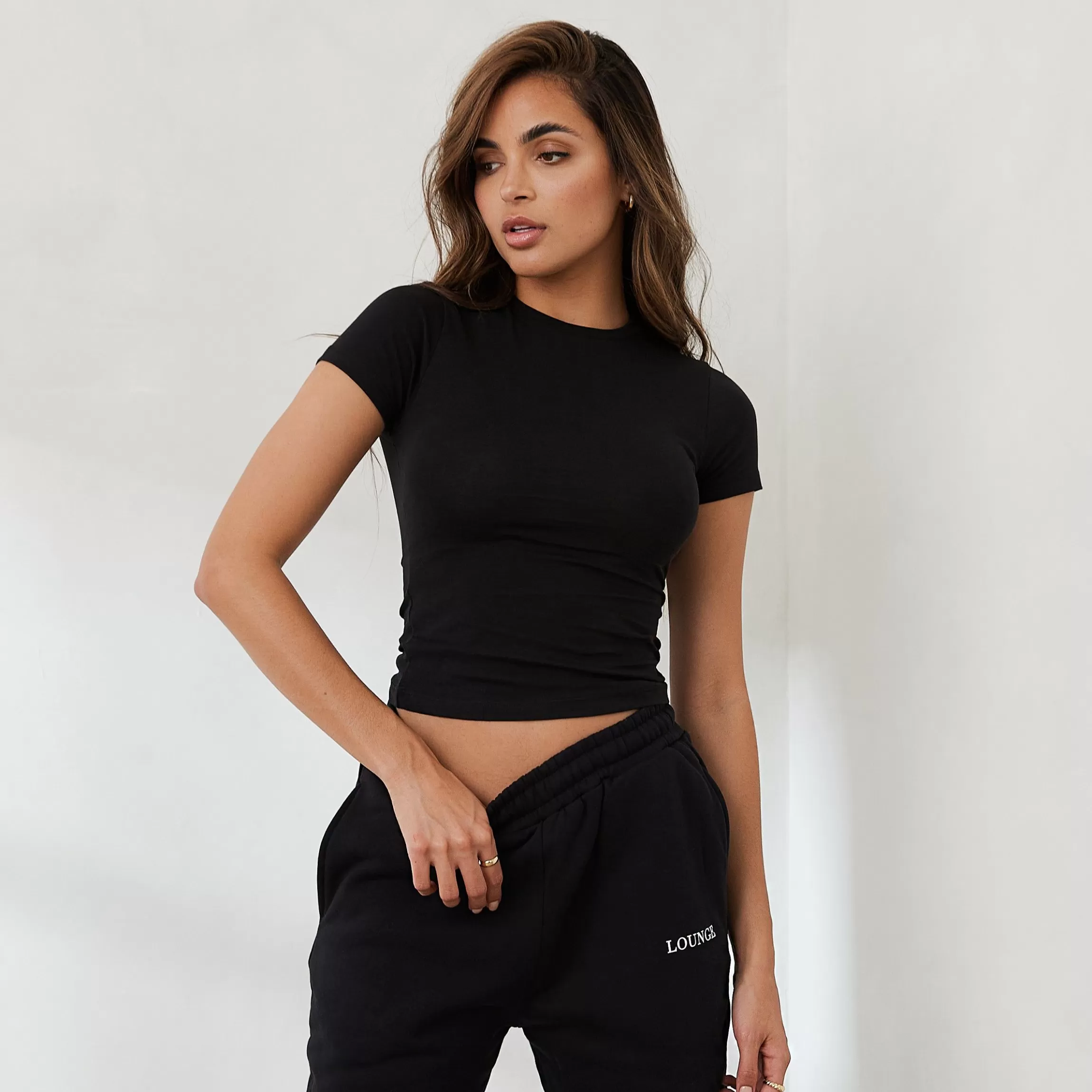 Kvinna Lounge Underwear Essential Kortarmad Figursydd T-Shirt