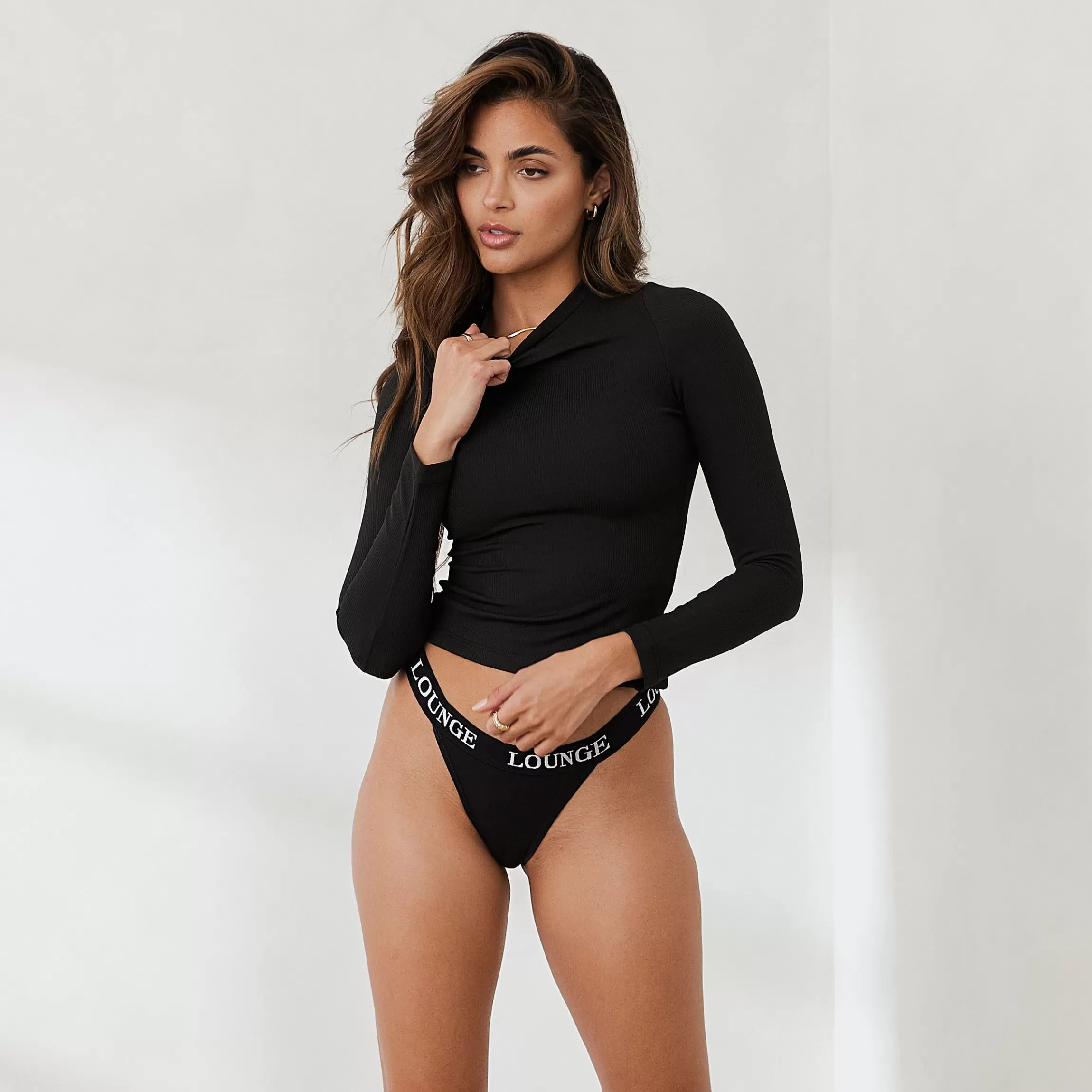 Kvinna Lounge Underwear Essential Langarmad Ribbstickad Top